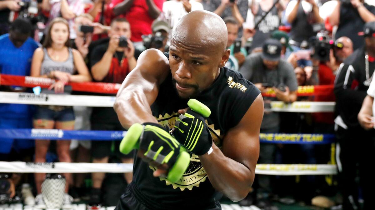 Floyd Mayweather in argument with Indiana Pacers mascot during LeBron James game